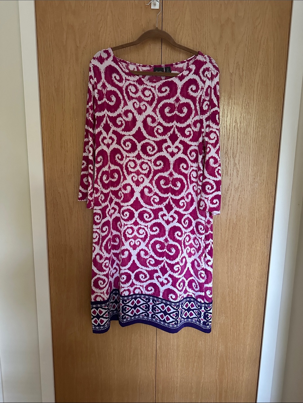 Chico’s Traveler Collection Pink Patterned Shift Dress Never Worn!!
